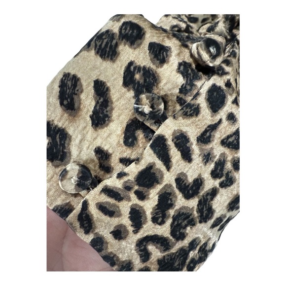 Rebecca Taylor Luxury Silk Long Sleeve Leopard Keyhole Blouse Animal Print 10 - Picture 5 of 13